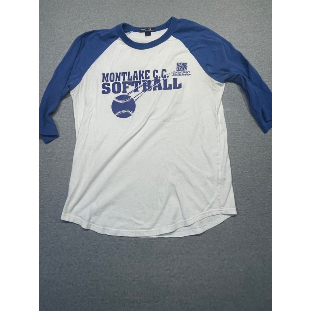 3 for $25. Sport-Tek Baseball T-Shirt White Blue Size S